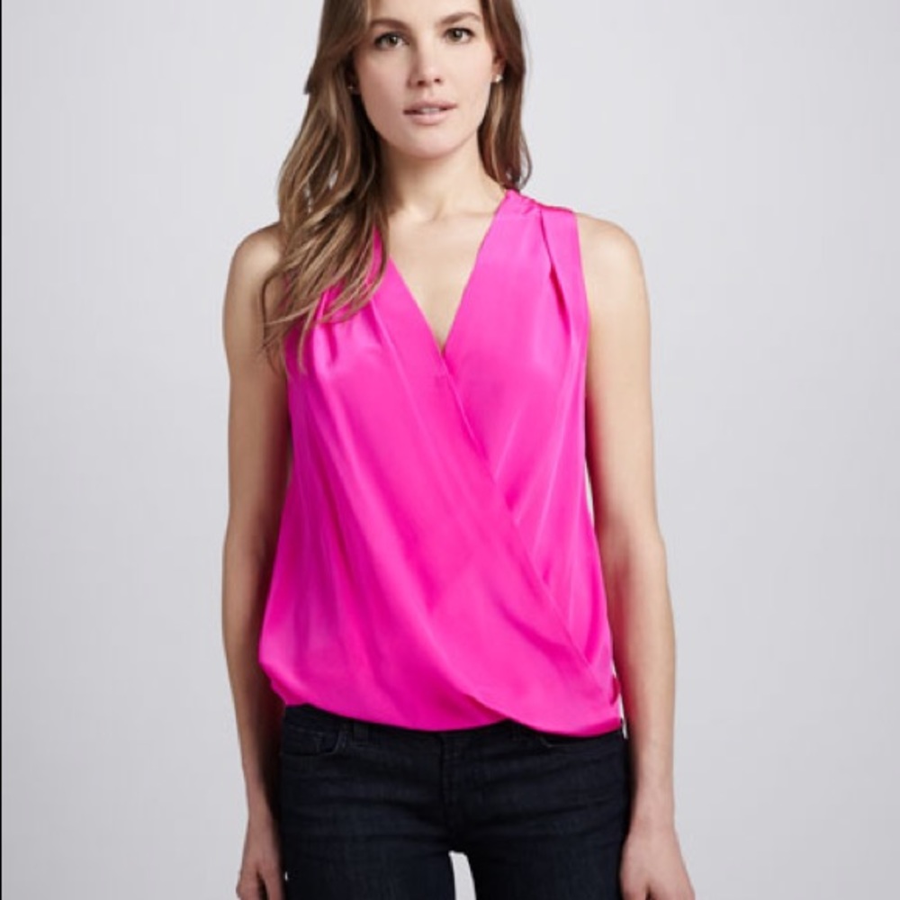 Amanda Uprichard RED sleeveless crossover blouse M